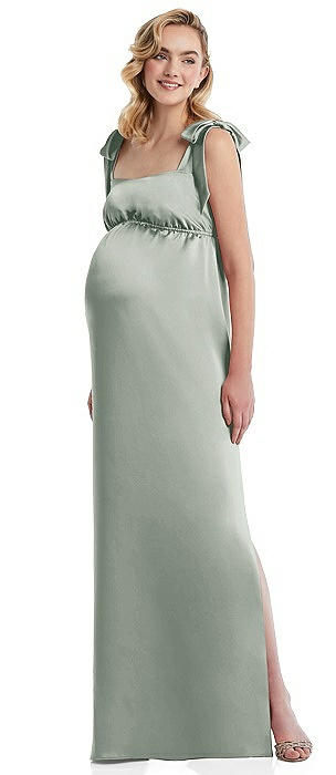 Flat Tie-Shoulder Empire Waist Maternity Dress