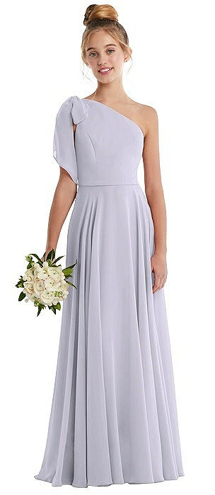 One-Shoulder Scarf Bow Chiffon Junior Bridesmaid Dress