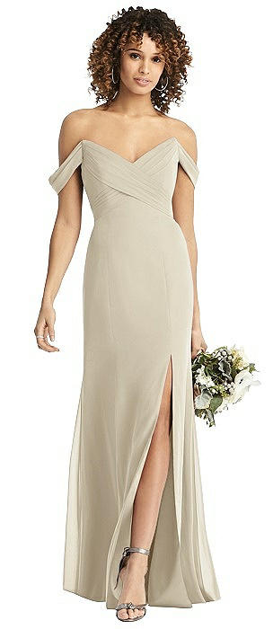 Off-the-Shoulder Criss Cross Bodice Trumpet Gown