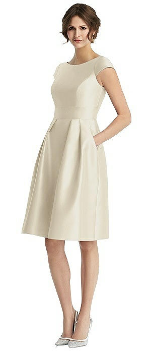 Cap Sleeve Pleated Cocktail Dress with Pockets