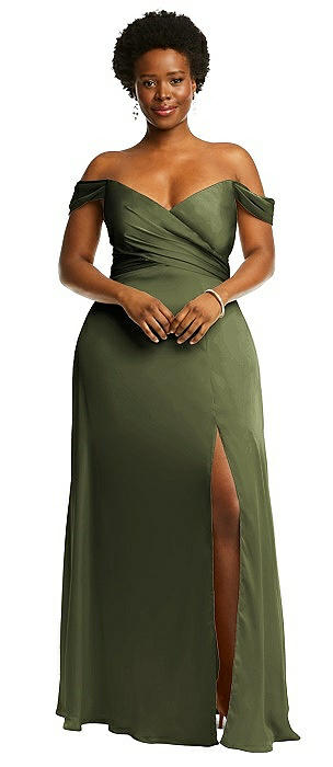 Olive Green Off-The-Shoulder Bridesmaid 