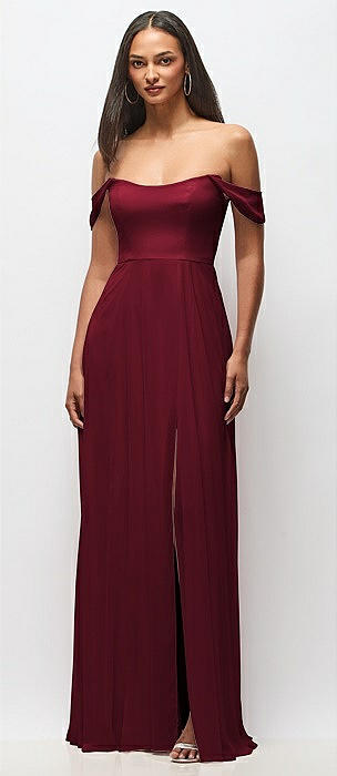 Burgundy Off-The-Shoulder Bridesmaid 
