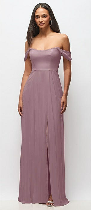 Dusty Rose Off-The-Shoulder Bridesmaid 