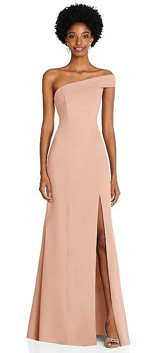 Pale Peach One Shoulder Bridesmaid 