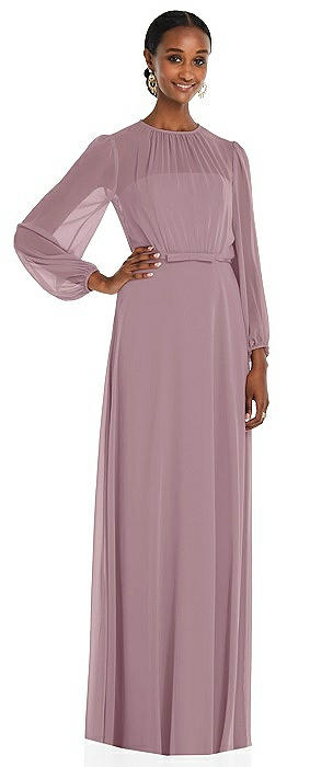 Dusty Rose Sleeves Bridesmaid Dresses 