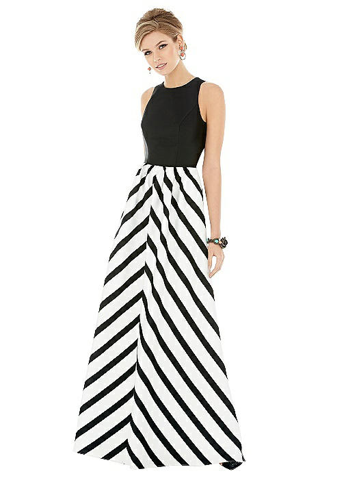 Sleeveless Striped Skirt Maxi Bridesmaid Dress With Pockets | The Dessy ...
