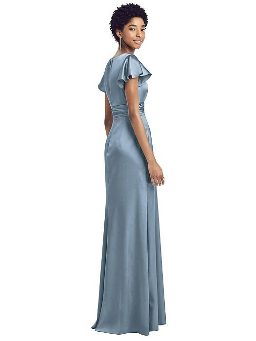 Flutter Sleeve Draped Wrap Stretch Maxi 