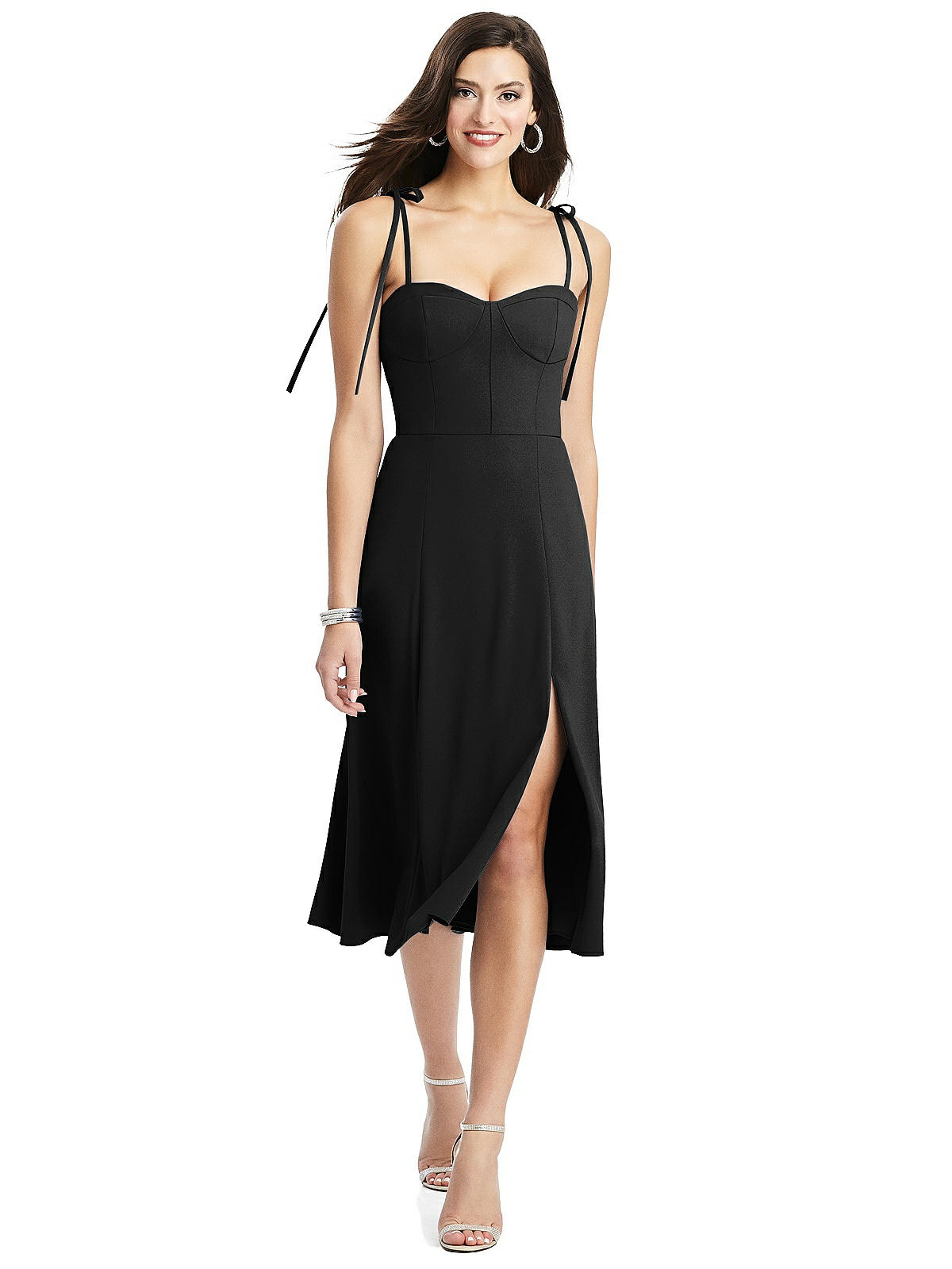 Bustier Crepe Midi Bridesmaid Dress 