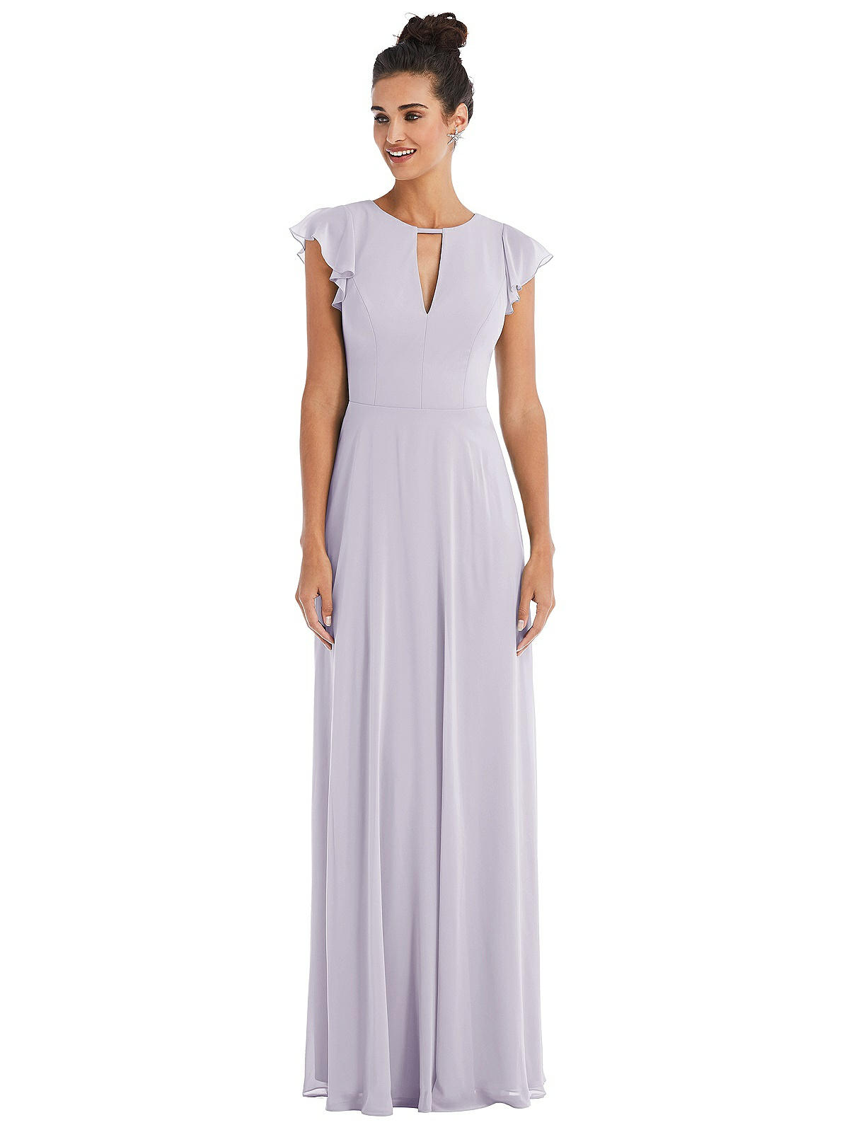 Flutter Sleeve V-Keyhole Chiffon Maxi 