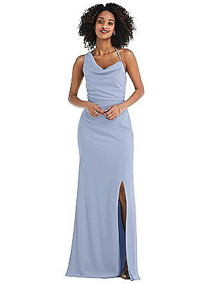One-Shoulder Draped Cowl-Neck Maxi 