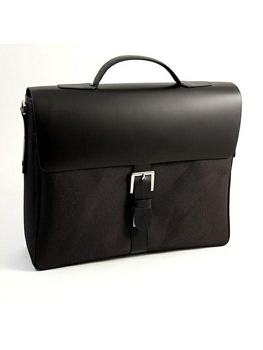 Briefcase Black Leather & Fabric, T.P.