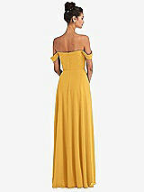 Rear View Thumbnail - NYC Yellow Off-the-Shoulder Draped Neckline Maxi Dress