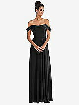 Front View Thumbnail - Black Off-the-Shoulder Draped Neckline Maxi Dress