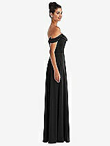 Side View Thumbnail - Black Off-the-Shoulder Draped Neckline Maxi Dress
