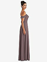Side View Thumbnail - French Truffle Off-the-Shoulder Draped Neckline Maxi Dress