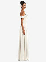 Side View Thumbnail - Ivory Off-the-Shoulder Draped Neckline Maxi Dress
