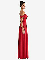 Side View Thumbnail - Parisian Red Off-the-Shoulder Draped Neckline Maxi Dress