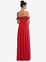 Rear View Thumbnail - Parisian Red Off-the-Shoulder Draped Neckline Maxi Dress