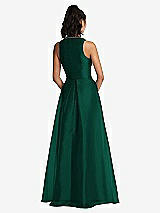 Rear View Thumbnail - Hunter Green Plunging Neckline Pleated Skirt Maxi Dress with Pockets