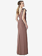 Rear View Thumbnail - Sienna Bow-Shoulder V-Back Trumpet Gown