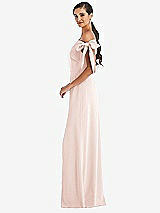 Side View Thumbnail - Blush Off-the-Shoulder Tie Detail Maxi Dress with Front Slit