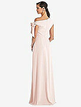 Rear View Thumbnail - Blush Off-the-Shoulder Tie Detail Maxi Dress with Front Slit