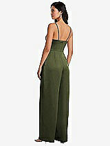 Rear View Thumbnail - Olive Green Cowl-Neck Spaghetti Strap Maxi Jumpsuit with Pockets