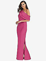 Side View Thumbnail - Tea Rose Draped One-Shoulder Convertible Maxi Slip Dress