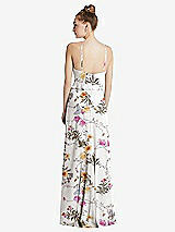 Rear View Thumbnail - Butterfly Botanica Ivory Bias Ruffle Empire Waist Halter Maxi Dress with Adjustable Straps