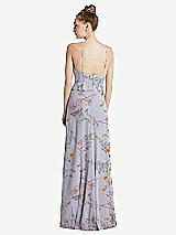 Rear View Thumbnail - Butterfly Botanica Silver Dove Bias Ruffle Empire Waist Halter Maxi Dress with Adjustable Straps