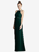 Side View Thumbnail - Evergreen Bias Ruffle Empire Waist Halter Maxi Dress with Adjustable Straps