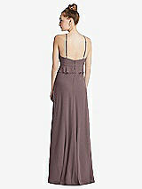 Rear View Thumbnail - French Truffle Bias Ruffle Empire Waist Halter Maxi Dress with Adjustable Straps