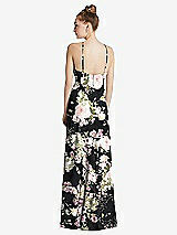 Rear View Thumbnail - Noir Garden Bias Ruffle Empire Waist Halter Maxi Dress with Adjustable Straps