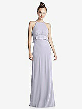 Front View Thumbnail - Silver Dove Bias Ruffle Empire Waist Halter Maxi Dress with Adjustable Straps