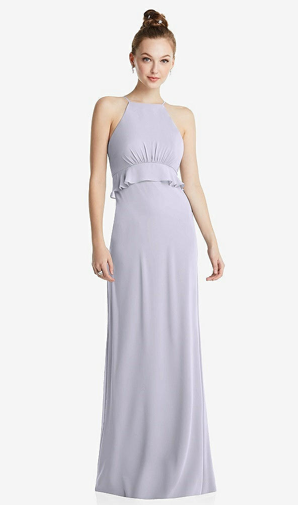 Front View - Silver Dove Bias Ruffle Empire Waist Halter Maxi Dress with Adjustable Straps