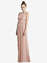 Side View Thumbnail - Toasted Sugar Bias Ruffle Empire Waist Halter Maxi Dress with Adjustable Straps