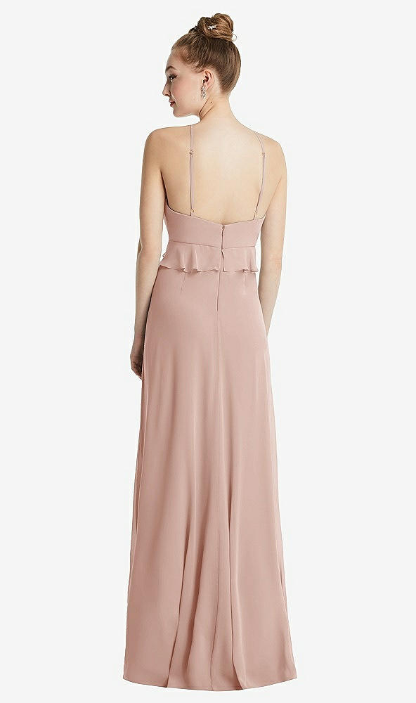 Back View - Toasted Sugar Bias Ruffle Empire Waist Halter Maxi Dress with Adjustable Straps
