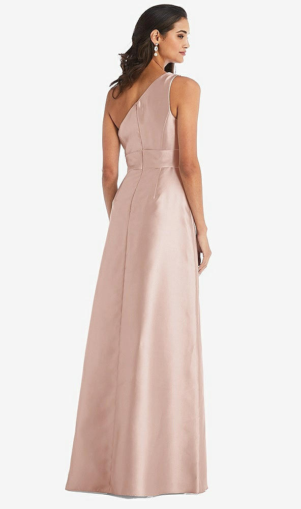 Back View - Toasted Sugar & Toasted Sugar Draped One-Shoulder Satin Maxi Dress with Pockets