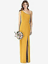 Front View Thumbnail - NYC Yellow One-Shoulder Crepe Trumpet Gown with Front Slit