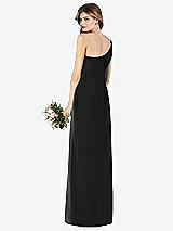 Rear View Thumbnail - Black One-Shoulder Crepe Trumpet Gown with Front Slit