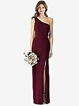 Front View Thumbnail - Cabernet One-Shoulder Crepe Trumpet Gown with Front Slit