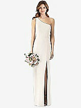 Front View Thumbnail - Ivory One-Shoulder Crepe Trumpet Gown with Front Slit