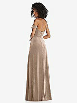 Rear View Thumbnail - Topaz Off-the-Shoulder Flounce Sleeve Velvet Maxi Dress