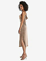 Side View Thumbnail - Topaz Asymmetrical One-Shoulder Velvet Midi Slip Dress