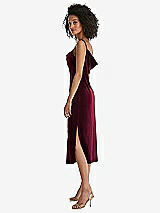 Side View Thumbnail - Cabernet Asymmetrical One-Shoulder Velvet Midi Slip Dress