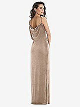 Rear View Thumbnail - Topaz Asymmetrical One-Shoulder Velvet Maxi Slip Dress