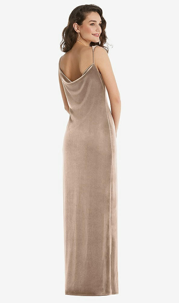 Back View - Topaz Asymmetrical One-Shoulder Velvet Maxi Slip Dress