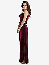 Side View Thumbnail - Cabernet Asymmetrical One-Shoulder Velvet Maxi Slip Dress