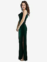 Side View Thumbnail - Evergreen Asymmetrical One-Shoulder Velvet Maxi Slip Dress