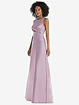 Side View Thumbnail - Suede Rose Jewel Neck Asymmetrical Shirred Bodice Maxi Dress with Pockets